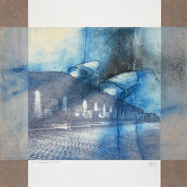 Pakethalle I   / Wax, oil, paper on honeycomb cardboard, 30*30 cm