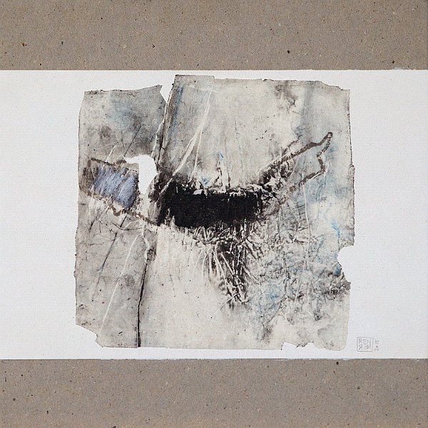 Wachsstrukturen II  / Wax, oil, paper on honeycomb cardboard, 30*30 cm